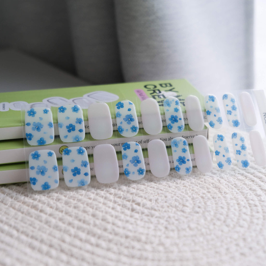 Porcelain Florals Semicured Gel Nail Stickers Kit