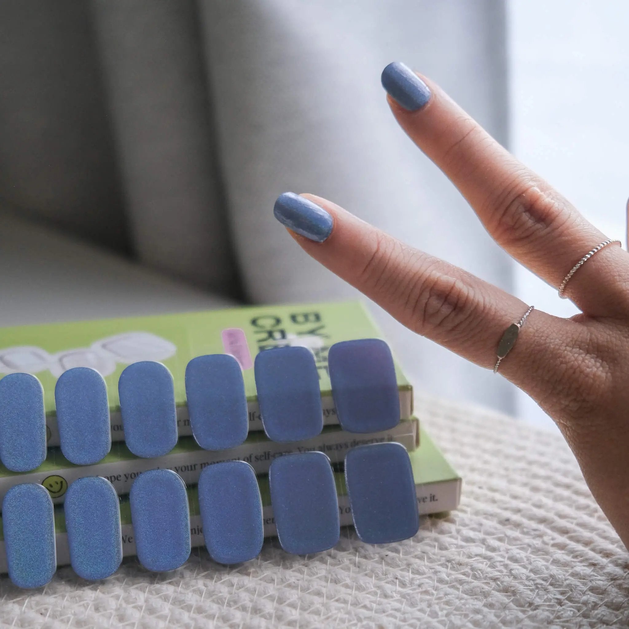 Holographic Blue DIY Semi Cured Gel Nail Stickers