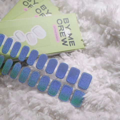 [TRENDING] Holographic Blue Semicured Gel Nail Stickers Kit