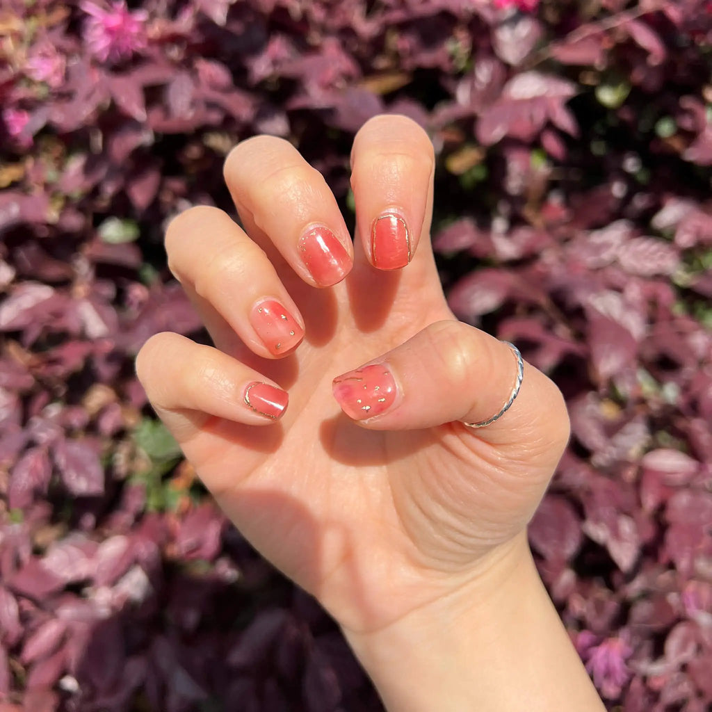 Soft Roses & Gold Semicured DIY Gel Nail Sticker Kit